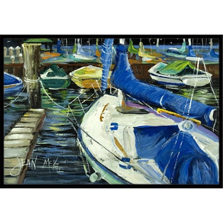 Carolines Treasures Night On The Docks Sailboat Indoor and Outdoor Mat- 18 x 27 in. JMK1031MAT